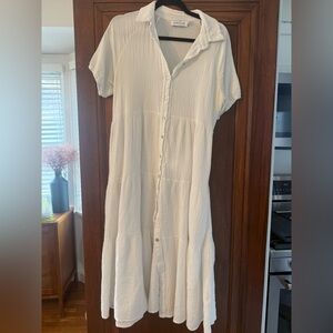 White Button-Up Maxi Dress